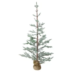 5' Snow Covered Slim Pine Artificial Christmas Tree With Jute Base– Unlit