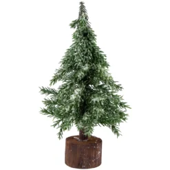 10.5" Frosted Icy Pine Christmas Tree With Jute Base