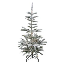 7.5' Pre-Lit Slim Nordmann Fir Flocked Artificial Christmas Tree - Warm Clear LED Lights