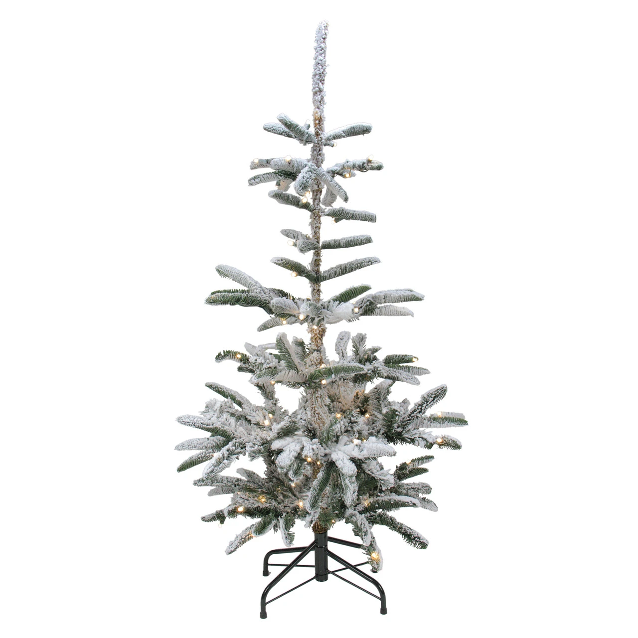7.5' Pre-Lit Slim Nordmann Fir Flocked Artificial Christmas Tree - Warm Clear LED Lights 3 7.5' Pre-Lit Slim Nordmann Fir Flocked Artificial Christmas Tree - Warm Clear LED Lights
