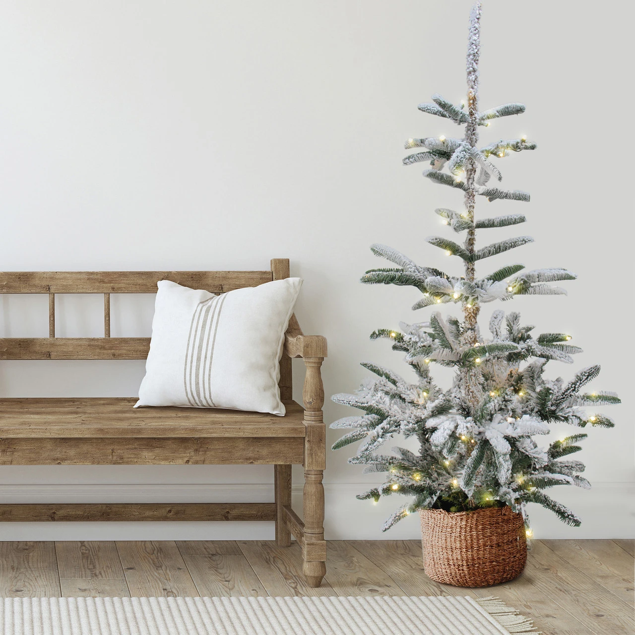 6.5' Pre-Lit Flocked Slim Nordmann Fir Artificial Christmas Tree - Warm Clear LED Lights 3 6.5' Pre-Lit Flocked Slim Nordmann Fir Artificial Christmas Tree - Warm Clear LED Lights