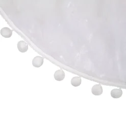 48" White Christmas Tree Skirt With A Pom Pom Border -Noel Twinkle Shop northlight j90422 j90423 5 07653.1667573706