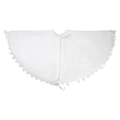 36" White Christmas Tree Skirt With A Pom Pom Border And Tie Backs 11 36" White Christmas Tree Skirt With A Pom Pom Border And Tie Backs -Noel Twinkle Shop northlight j90423 2 35755.1667491228