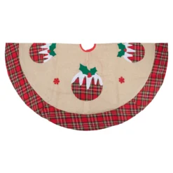 36" Burlap Plaid Tree Skirt With Christmas Puddings 8 36" Burlap Plaid Tree Skirt With Christmas Puddings -Noel Twinkle Shop northlight j90424 2 sample 34885.1667490802