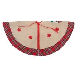 48" Burlap Plaid Tree Skirt With Christmas Puddings -Noel Twinkle Shop northlight j90424 2 sample 84194.1667535629