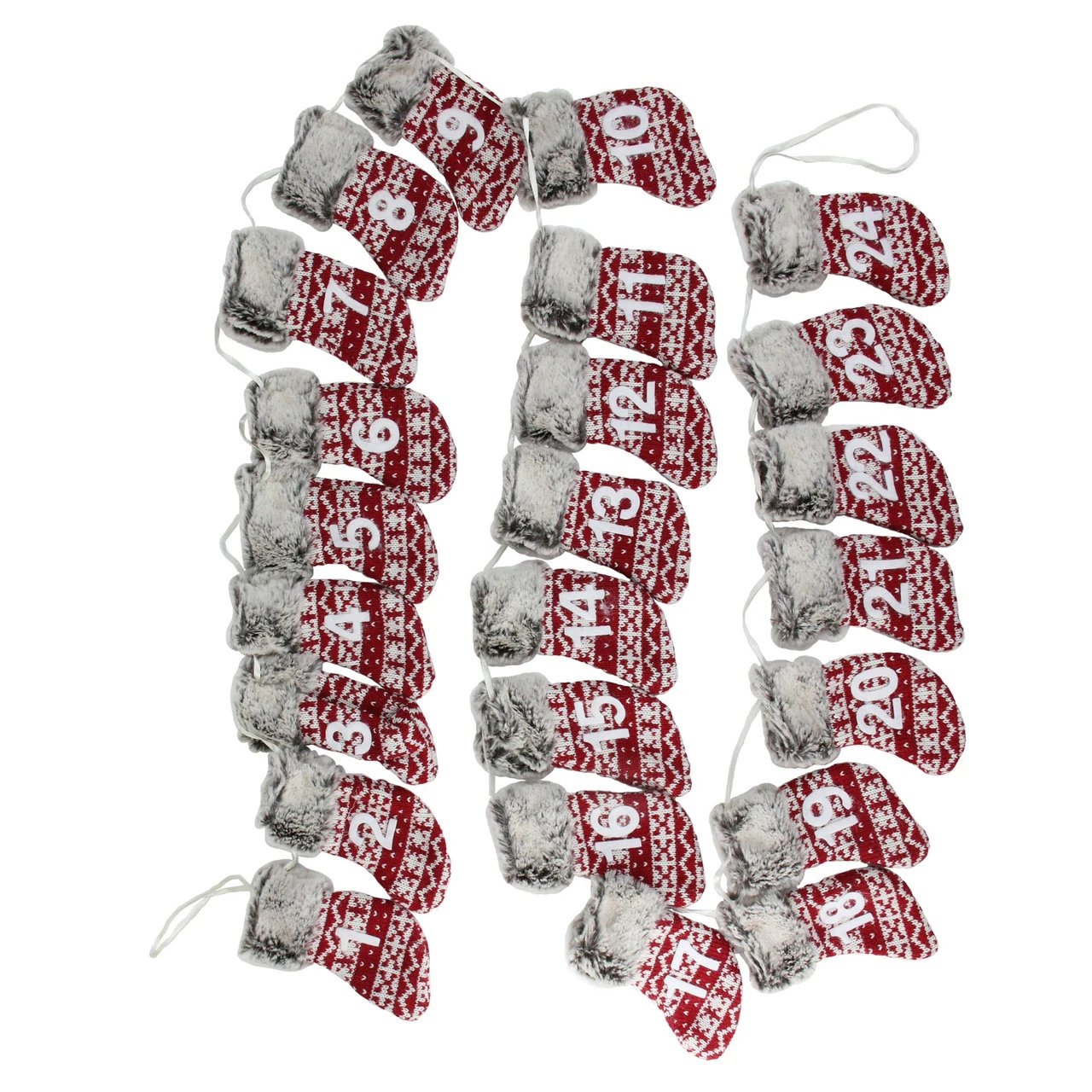 7.8' X 5" Red And Gray Countdown Christmas Stocking Garland - Unlit 4 7.8' X 5" Red And Gray Countdown Christmas Stocking Garland - Unlit - Image 2