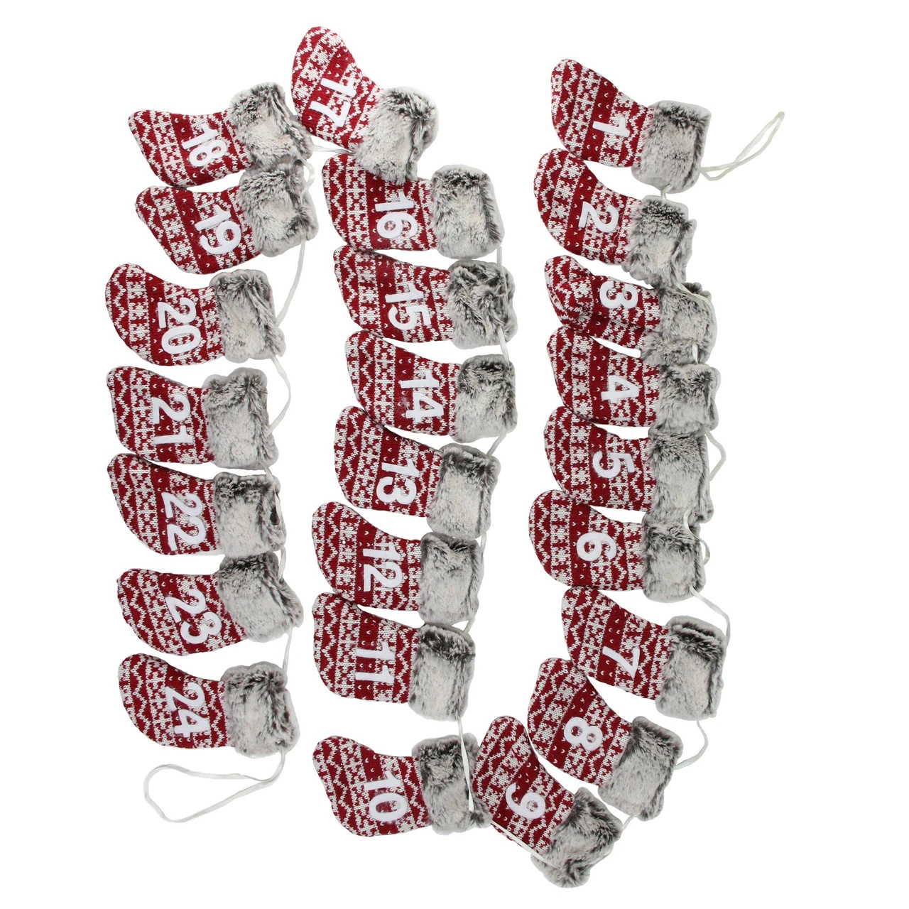7.8' X 5" Red And Gray Countdown Christmas Stocking Garland - Unlit 5 7.8' X 5" Red And Gray Countdown Christmas Stocking Garland - Unlit - Image 3