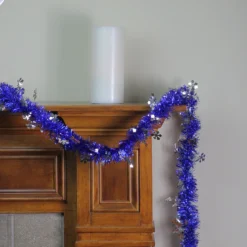 50' Lavish Blue And Silver Snowflakes Christmas Tinsel Garland - Unlit -Noel Twinkle Shop northlight k00367 3 66732.1667534943