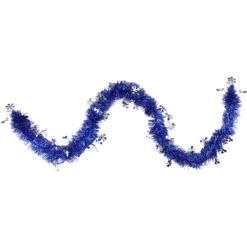 50' Lavish Blue And Silver Snowflakes Christmas Tinsel Garland - Unlit