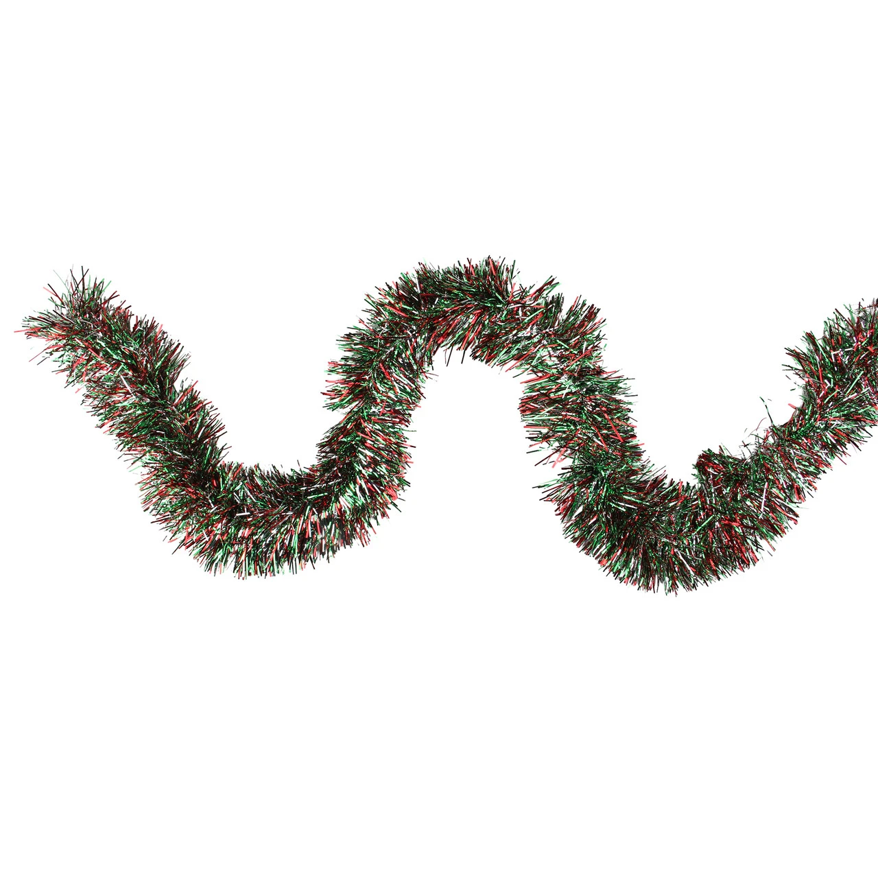 50' X 4" Shiny Silver, Red And Green Wide Cut Tinsel Christmas Garland - Unlit 3 50' X 4" Shiny Silver, Red And Green Wide Cut Tinsel Christmas Garland - Unlit