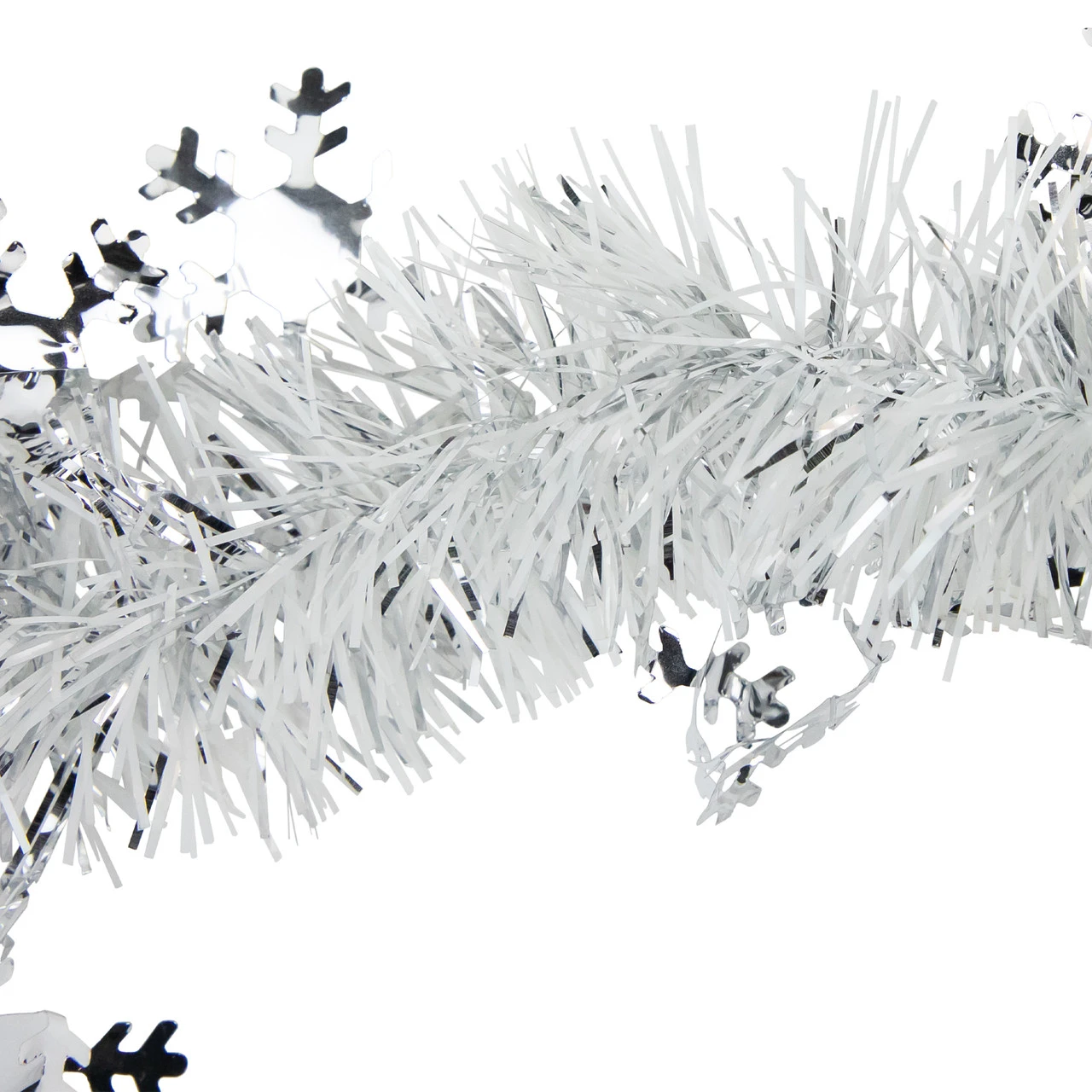 50' X 2" White And Silver Christmas Tinsel Garland With Snowflakes - Unlit 7 50' X 2" White And Silver Christmas Tinsel Garland With Snowflakes - Unlit - Image 5