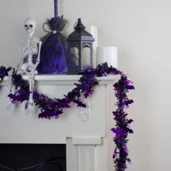 Black With Purple Bats Halloween Tinsel Garland - 50 Feet, Unlit -Noel Twinkle Shop northlight k28319 3 18987.1667623069