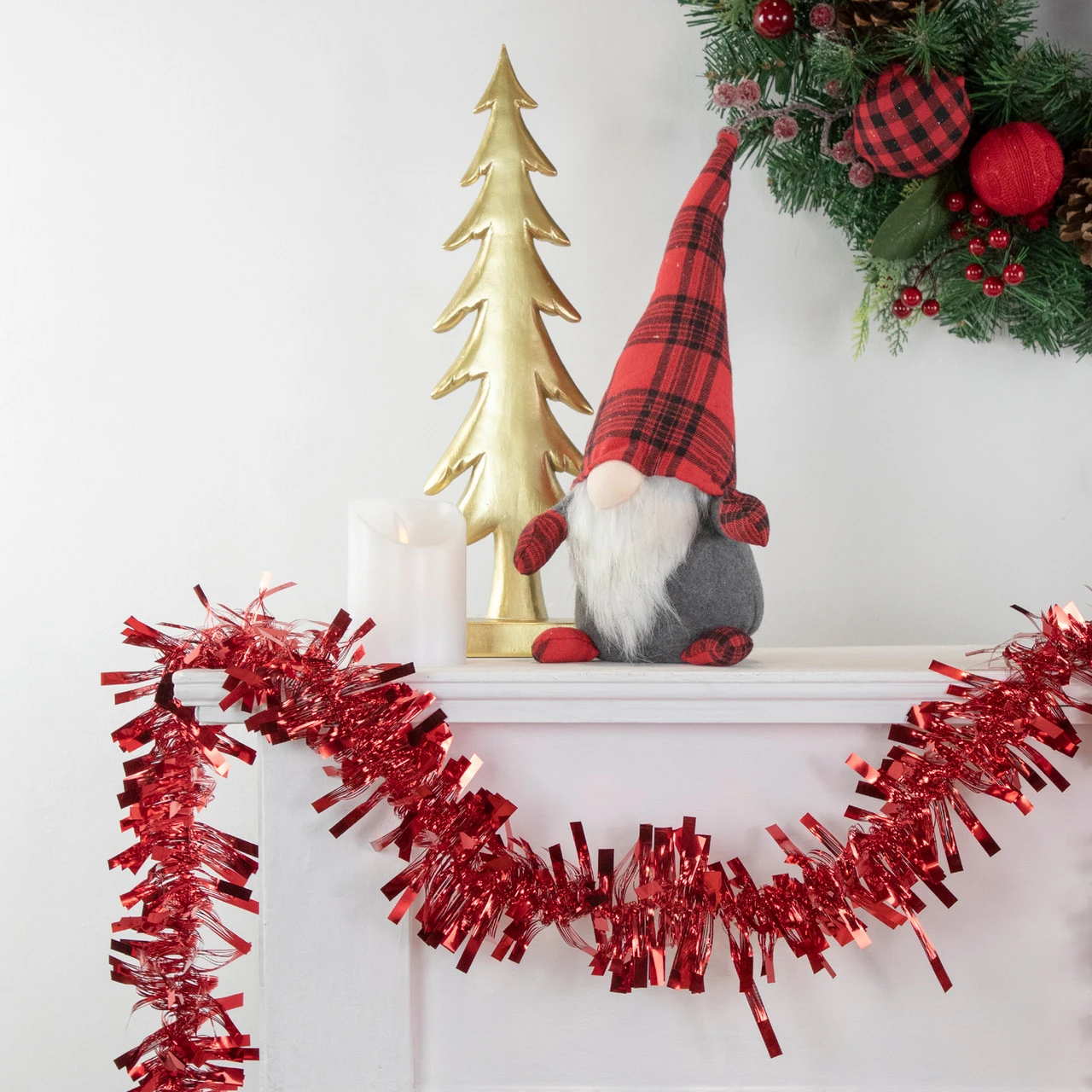 50' X 3" Red Boa Wide Cut Tinsel Christmas Garland - Unlit 4 50' X 3" Red Boa Wide Cut Tinsel Christmas Garland - Unlit - Image 2