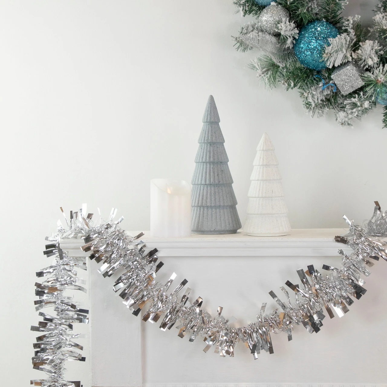 50' X 3" Silver Boa Wide Cut Tinsel Christmas Garland - Unlit 4 50' X 3" Silver Boa Wide Cut Tinsel Christmas Garland - Unlit - Image 2