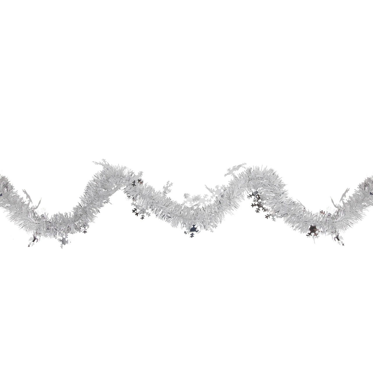 50' X 2" White And Silver Christmas Tinsel Garland With Snowflakes - Unlit 6 50' X 2" White And Silver Christmas Tinsel Garland With Snowflakes - Unlit - Image 4
