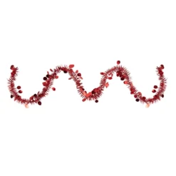 50' X 1.5" Red Tinsel Christmas Garland With Polka Dots - Unlit