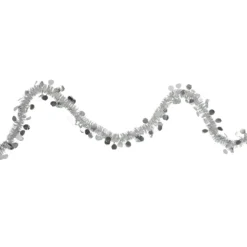 50' X 1.5" Silver Tinsel Christmas Garland With Polka Dots - Unlit