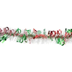 50' X 2.5" White, Red And Green Christmas HO HO HO Wrapped Tinsel Garland - Unlit -Noel Twinkle Shop northlight k94056 2 38372.1667536681