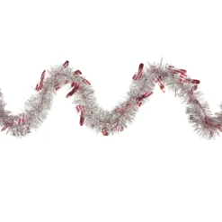 50' X 3" Silver Christmas Candy Cane Wrapped Tinsel Garland - Unlit
