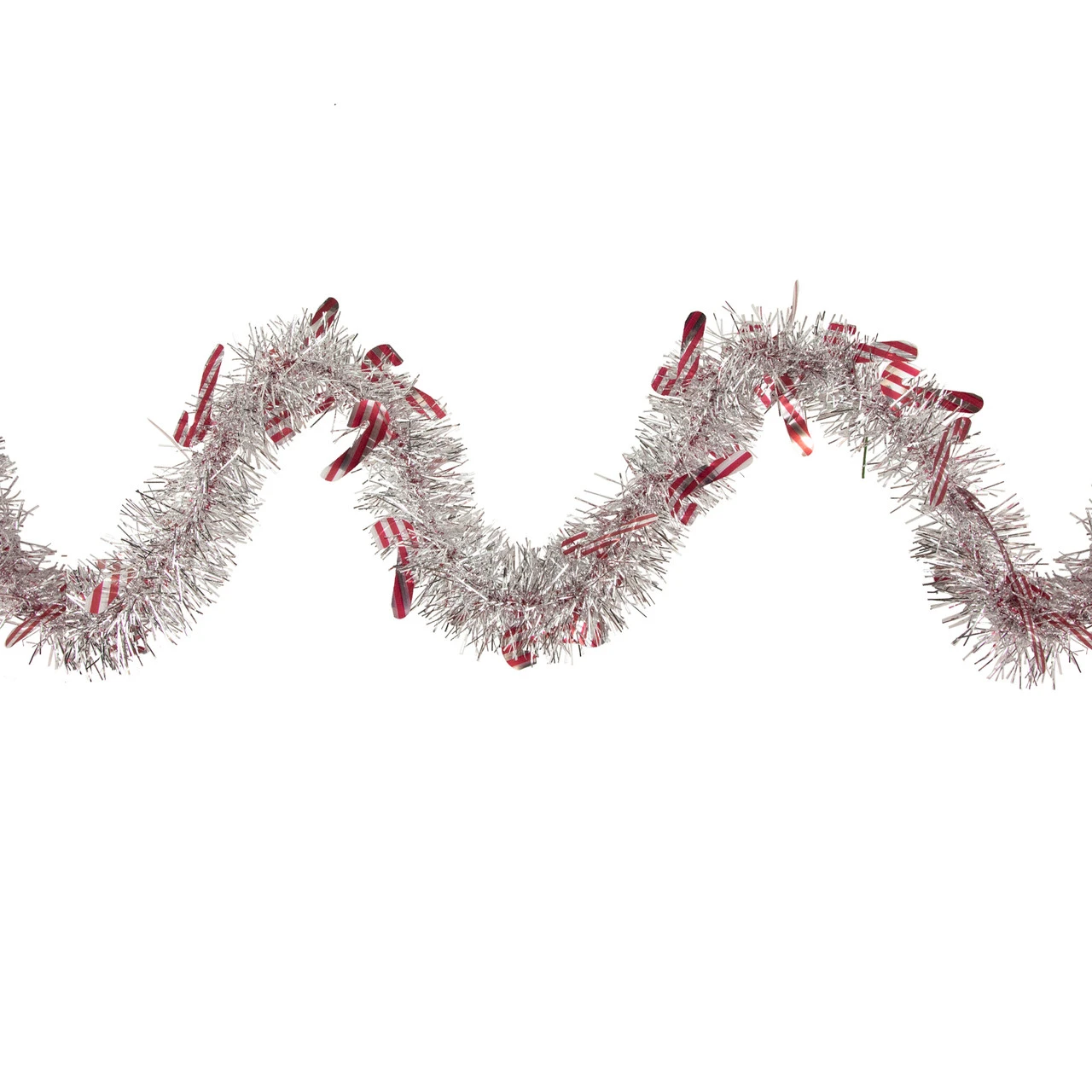 50' X 3" Silver Christmas Candy Cane Wrapped Tinsel Garland - Unlit 3 50' X 3" Silver Christmas Candy Cane Wrapped Tinsel Garland - Unlit