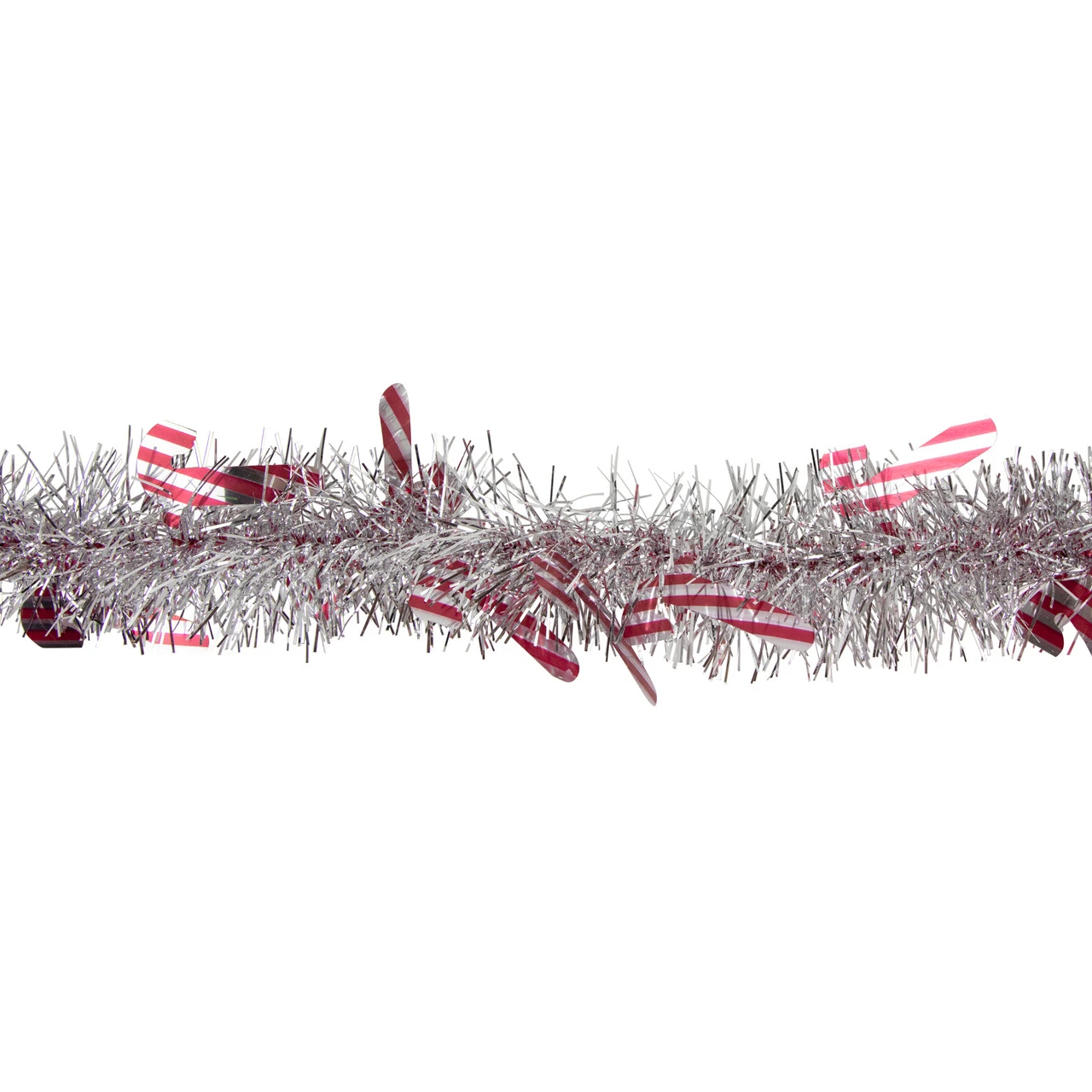 50' X 3" Silver Christmas Candy Cane Wrapped Tinsel Garland - Unlit 5 50' X 3" Silver Christmas Candy Cane Wrapped Tinsel Garland - Unlit - Image 3