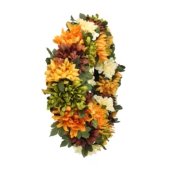 Autumn Orange And Green Chrysanthemum Artificial Thanksgiving Wreath - 19.5-Inch, Unlit -Noel Twinkle Shop northlight kji15967 1 05356.1667570065