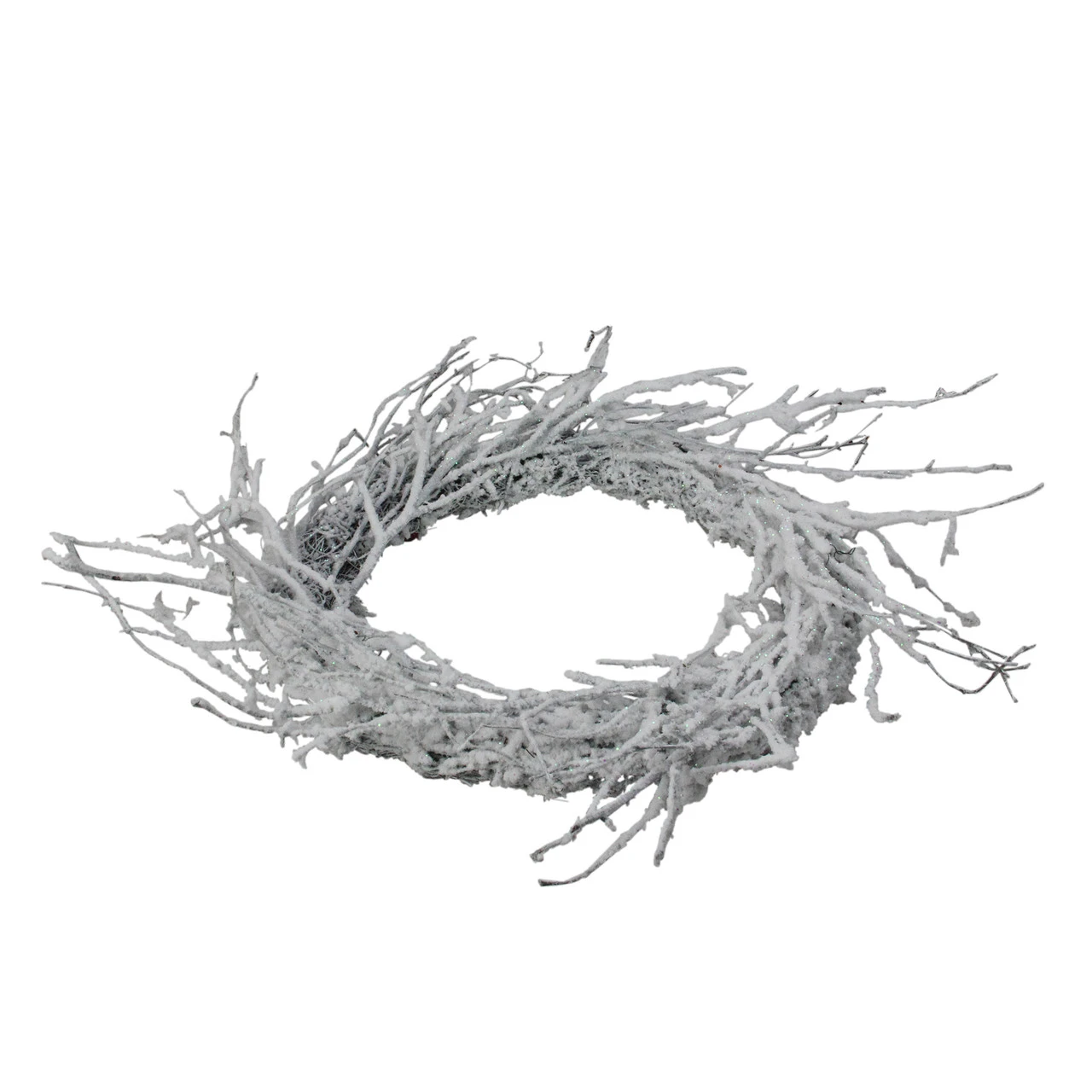 Snow Flocked And Iridescent Glitter Twig Artificial Christmas Wreath - 24-Inch, Unlit 4 Snow Flocked And Iridescent Glitter Twig Artificial Christmas Wreath - 24-Inch, Unlit - Image 2