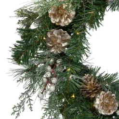Pre-Lit Champagne Gold Pine Cone And Berry Mixed Pine Wreath - 22-Inch, Clear Lights 7 Pre-Lit Champagne Gold Pine Cone And Berry Mixed Pine Wreath - 22-Inch, Clear Lights -Noel Twinkle Shop northlight kji28175 1 04554.1667623789