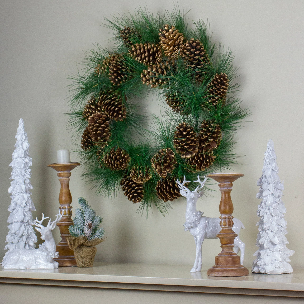 Long Needle Pine And Pine Cone Artificial Christmas Wreath - 24-Inch, Unlit 4 Long Needle Pine And Pine Cone Artificial Christmas Wreath - 24-Inch, Unlit - Image 2