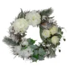 White And Silver Floral Flocked Pine Artificial Grapevine Christmas Wreath - 24-Inch, Unlit