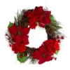 Red Poinsettia And Hydrangea Flowers With Berries Artificial Christmas Wreath - 24-Inch, Unlit -Noel Twinkle Shop northlight kji28197 29391.1667578458
