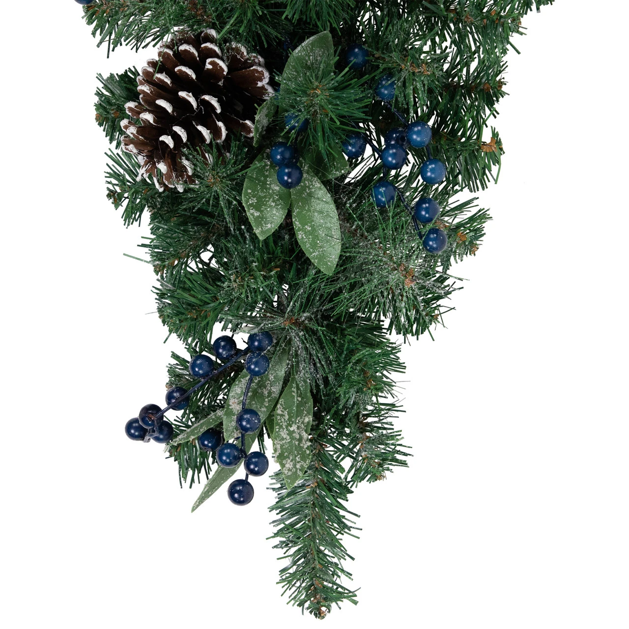 28" Mixed Pine And Blueberries Artificial Christmas Teardrop Swag - Unlit 4 28" Mixed Pine And Blueberries Artificial Christmas Teardrop Swag - Unlit - Image 2