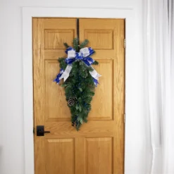 28" Mixed Pine And Blueberries Artificial Christmas Teardrop Swag - Unlit 17 28" Mixed Pine And Blueberries Artificial Christmas Teardrop Swag - Unlit -Noel Twinkle Shop northlight kji85785 styled 86425.1686339719