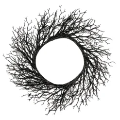 Black Twig Artificial Halloween Wreath, 24-Inch, Unlit