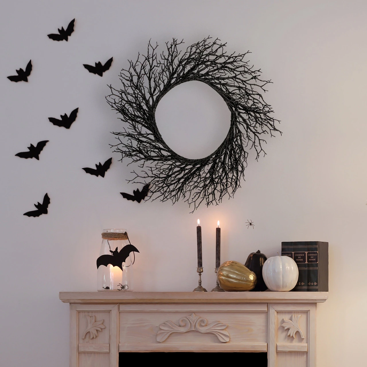 Black Twig Artificial Halloween Wreath, 24-Inch, Unlit 4 Black Twig Artificial Halloween Wreath, 24-Inch, Unlit - Image 2