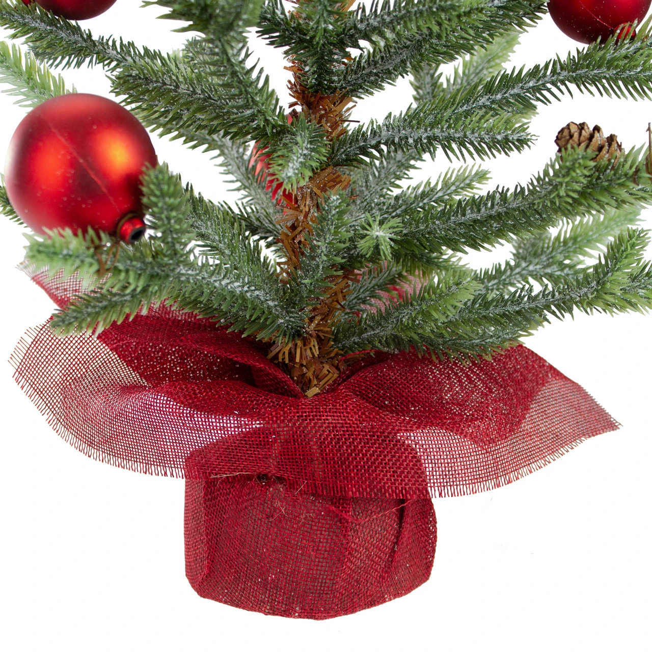 18" Potted Pine With Red Ornaments Medium Artificial Christmas Tree – Unlit 4 18" Potted Pine With Red Ornaments Medium Artificial Christmas Tree – Unlit - Image 2