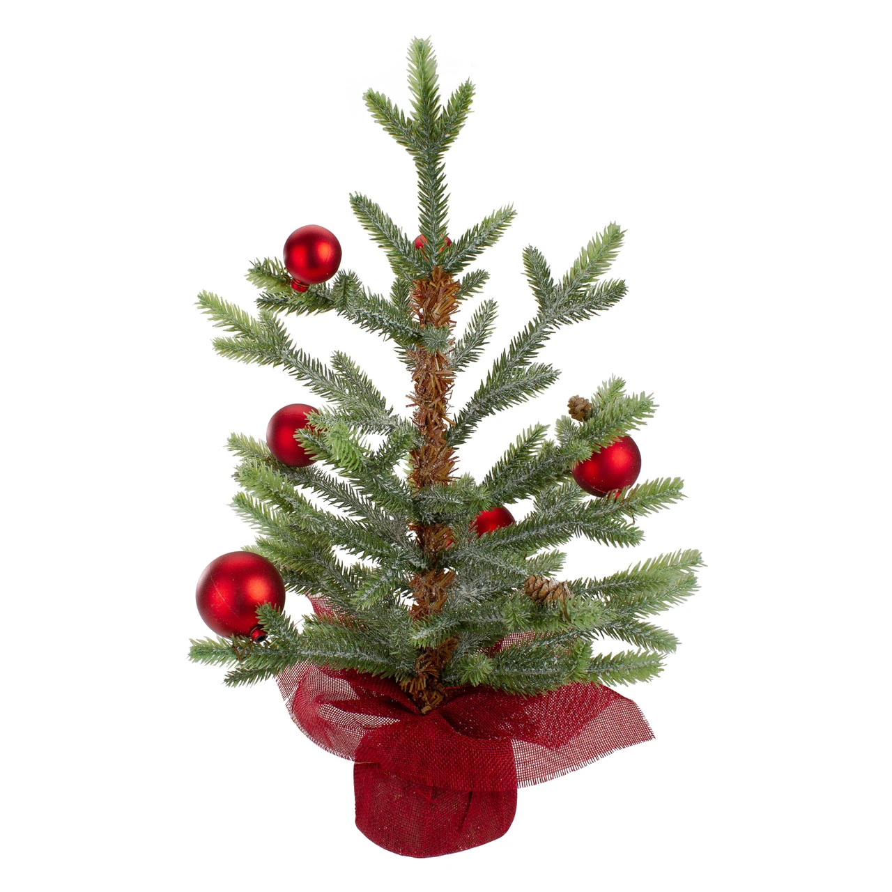 18" Potted Pine With Red Ornaments Medium Artificial Christmas Tree – Unlit 3 18" Potted Pine With Red Ornaments Medium Artificial Christmas Tree – Unlit