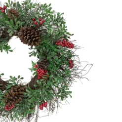 Glittered Pine Cone And Red Berry Artificial Christmas Wreath, 24-Inch, Unlit -Noel Twinkle Shop northlight kji r5093msir 2 updated2022 43267.1667660010