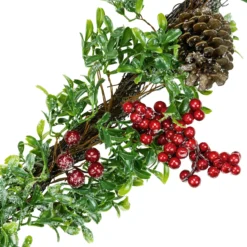 6' Glittered Artificial Boxwood, Pine Cone And Red Berry Christmas Garland- Unlit -Noel Twinkle Shop northlight kjir5093gl 3 00270.1667660010