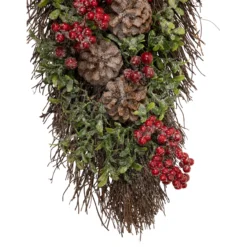 28" Glittered Pine Cone And Berry Artificial Teardrop Christmas Swag - Unlit -Noel Twinkle Shop northlight kjir5093td 3 updated 27544.1667660012