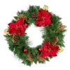 Green Pine And Poinsettias Artificial Christmas Wreath - 24-Inch, Unlit -Noel Twinkle Shop northlight kjit9968 updated 09024.1667660120