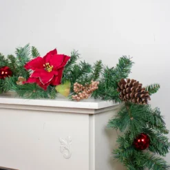 6' X 10" Pine And Poinsettias Artificial Christmas Garland - Unlit -Noel Twinkle Shop northlight kjit9968gl 4 35860.1667656751