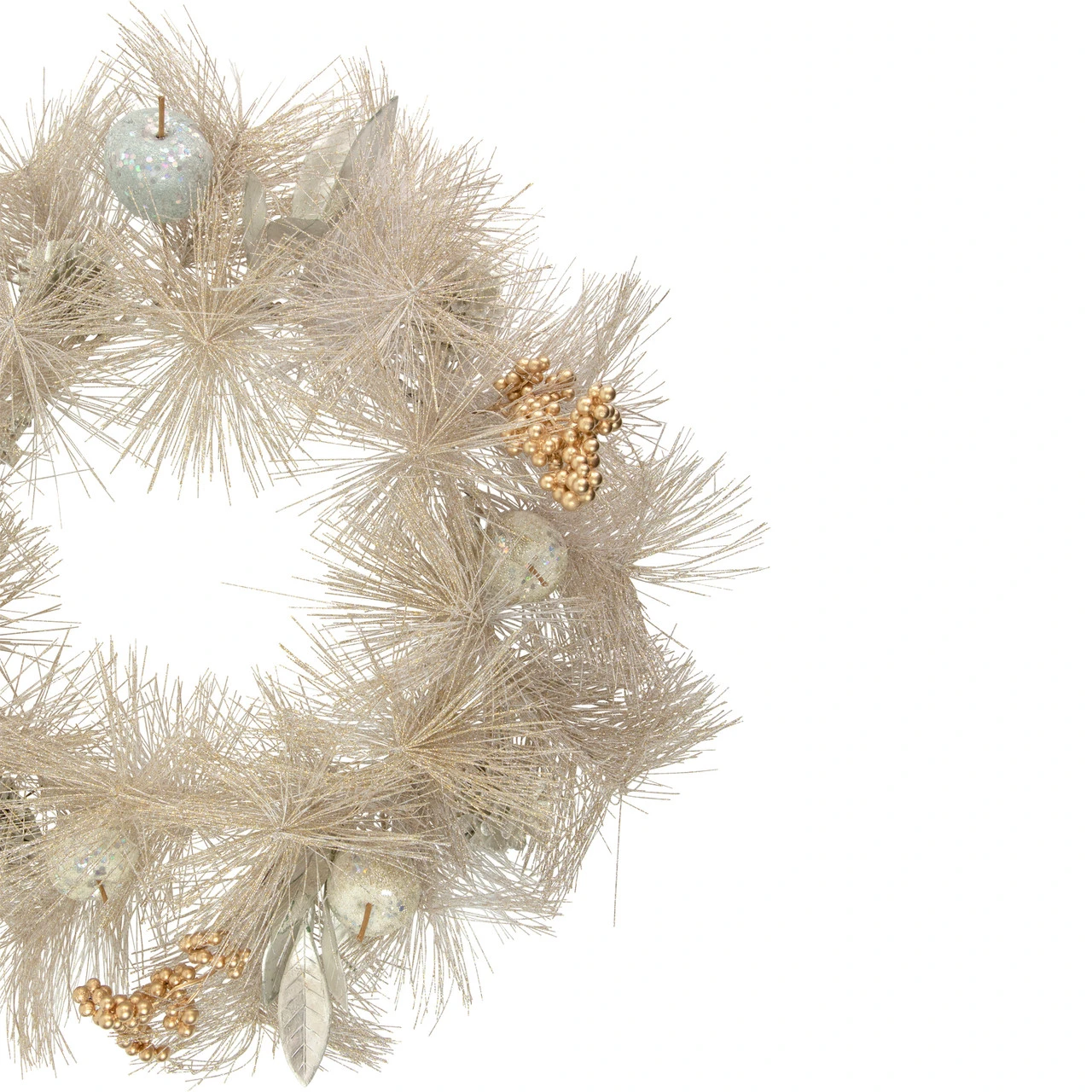 Champagne Gold Apple And Pine Needle Artificial Christmas Wreath, 24-Inch, Unlit 5 Champagne Gold Apple And Pine Needle Artificial Christmas Wreath, 24-Inch, Unlit - Image 3