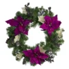 Purple Poinsettia And Silver Pine Cone Artificial Christmas Wreath - 24-Inch, Unlit -Noel Twinkle Shop northlight kjix7204 93568.1667488699