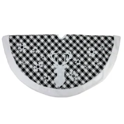 48" Black And White Plaid Reindeer Christmas Tree Skirt -Noel Twinkle Shop northlight l15306 3 19660.1667573492