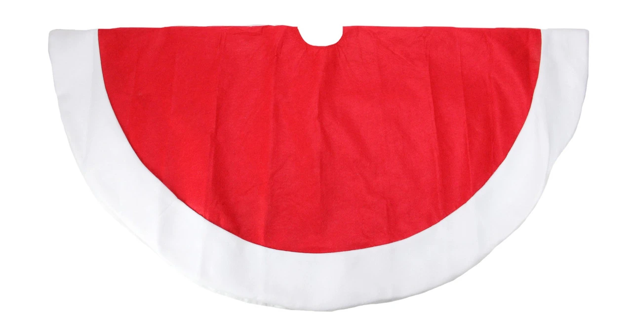 48" Red And White Traditional Christmas Tree Skirt With Border 5 48" Red And White Traditional Christmas Tree Skirt With Border - Image 3