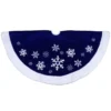 48" Blue Velveteen Snowflake Christmas Tree Skirt With Faux Fur Trim