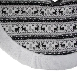 48" Black And White Knitted Reindeer Lodge Round Christmas Tree Skirt -Noel Twinkle Shop northlight l27905 1 54250.1667572667
