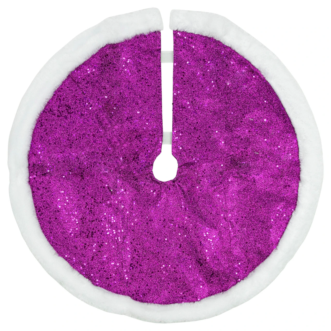 20" Magenta Glittered Mini Christmas Tree Skirt With White Fur Trim 4 20" Magenta Glittered Mini Christmas Tree Skirt With White Fur Trim - Image 2
