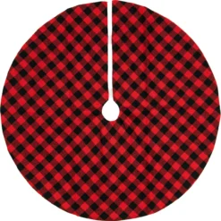 20" Red And Black Buffalo Plaid Mini Christmas Tree Skirt